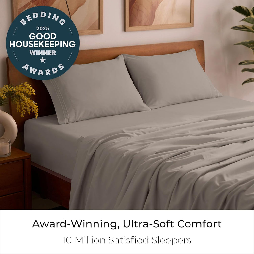Mellanni Queen Sheets Set - 4 PC Hotel Luxury Bedding | Extra Soft, Cooling, Wrinkle-Resistant (Queen, Tan)