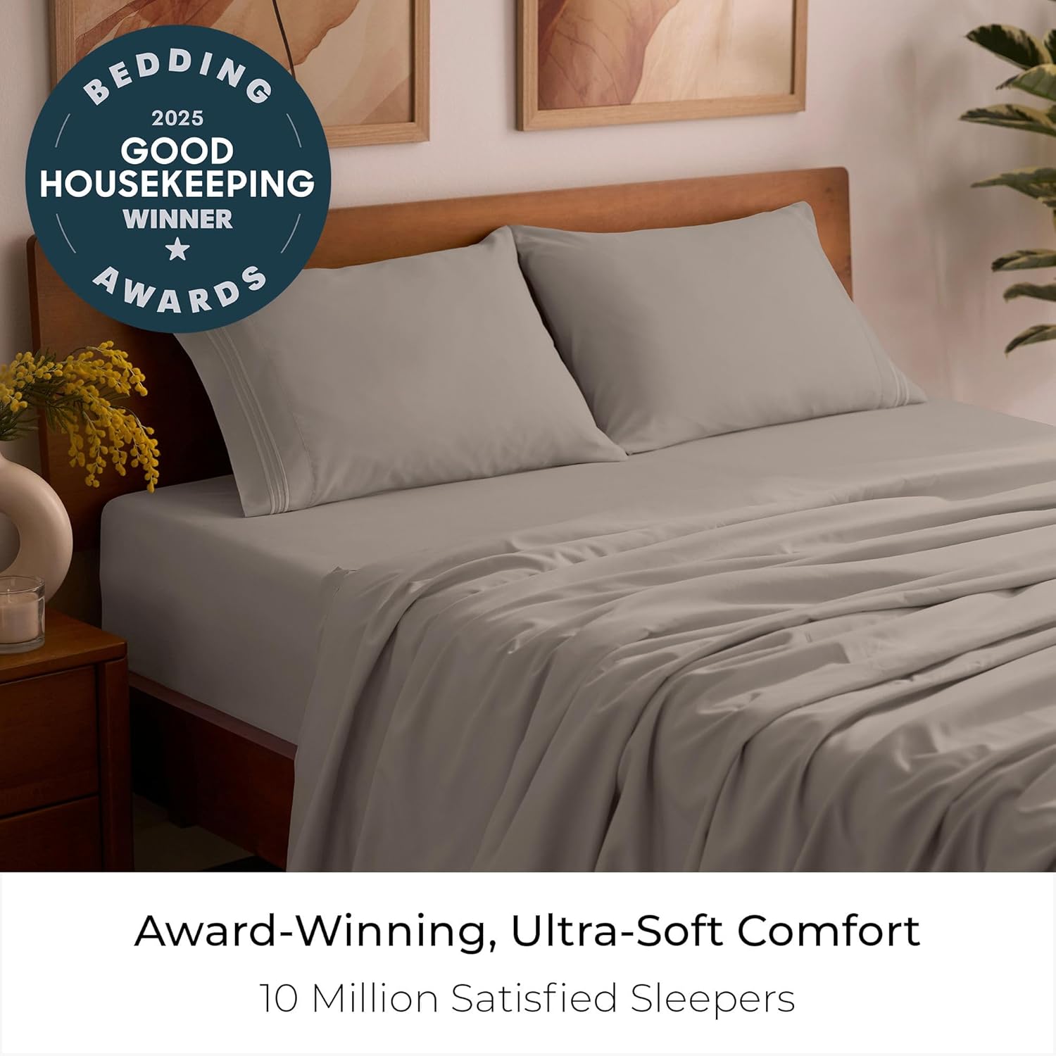 Mellanni Queen Sheets Set - 4 PC Hotel Luxury Bedding | Extra Soft, Cooling, Wrinkle-Resistant (Queen, Tan)