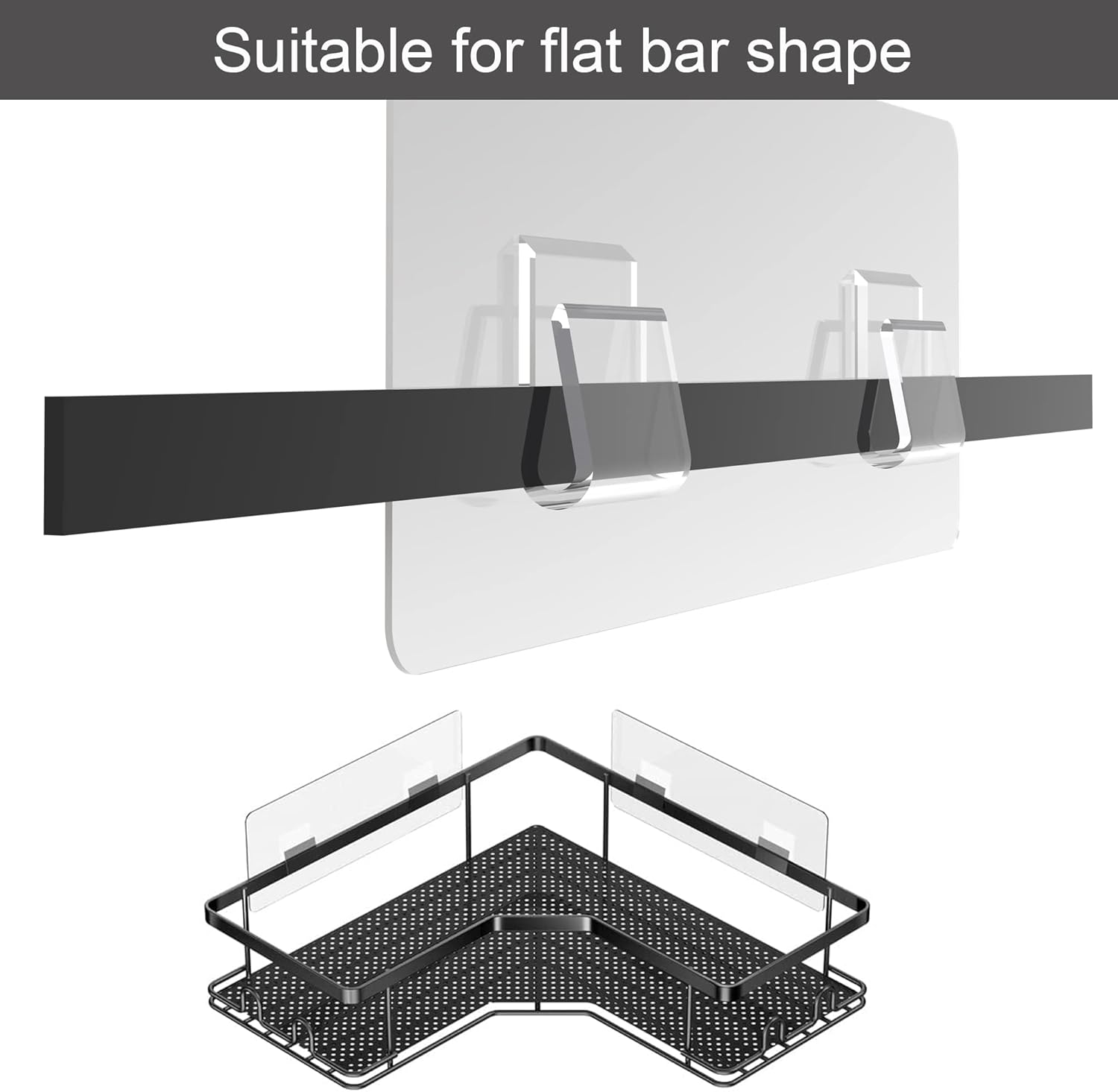 Skiennix Shower Caddy Shelf Adhesive Replacement Stickers - No Drilling Bathroom Corner Organizer | 4-Pack