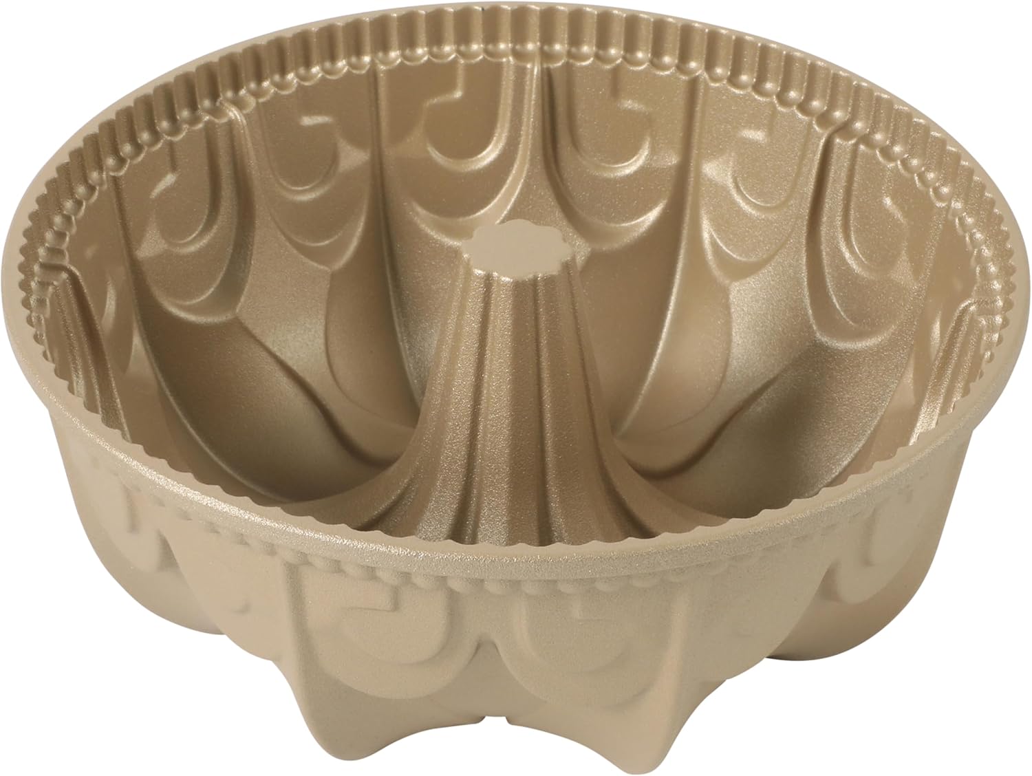 Martha Stewart Dunelle Cake Pan - 12-Cup Nonstick Fluted Tube Bakeware in Champagne Gold
