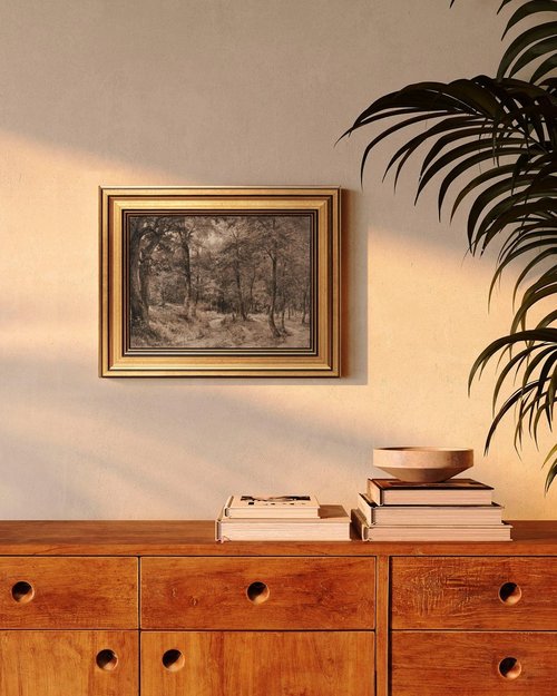 HUARCEY Vintage Gold Framed Wall Art - Nature Landscape Painting for Living Room & Bedroom Decor
