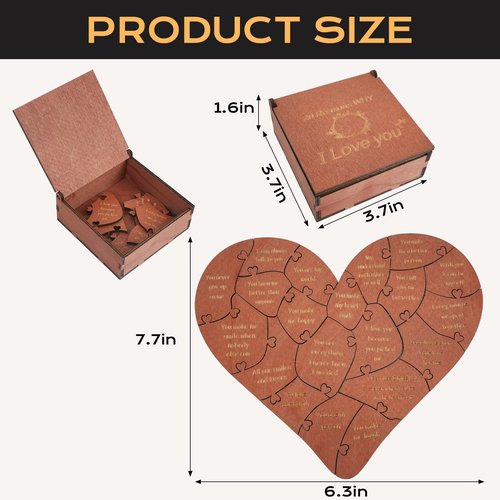 20 Reasons Why I Love You Gift Box, Valentine Romantic Heart Puzzle Box for Him, Her – Valentines, Anniversary Wedding Gifts for Boyfriend, Girlfriend, Husband, Wife Relationship Gifts Ideas