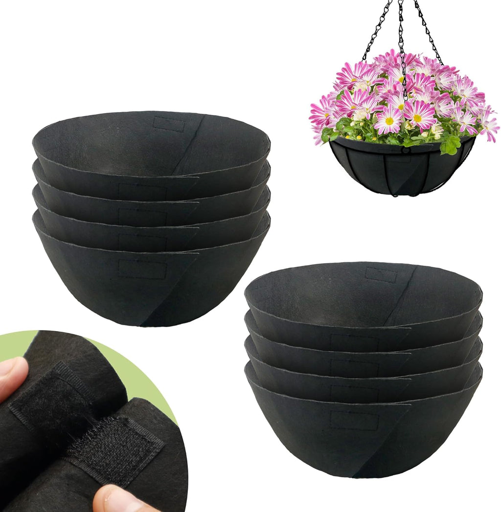 Skiennix 12-Inch Fabric Planter Basket Liners - Durable Felt Coco Fiber Replacement for Hanging Baskets