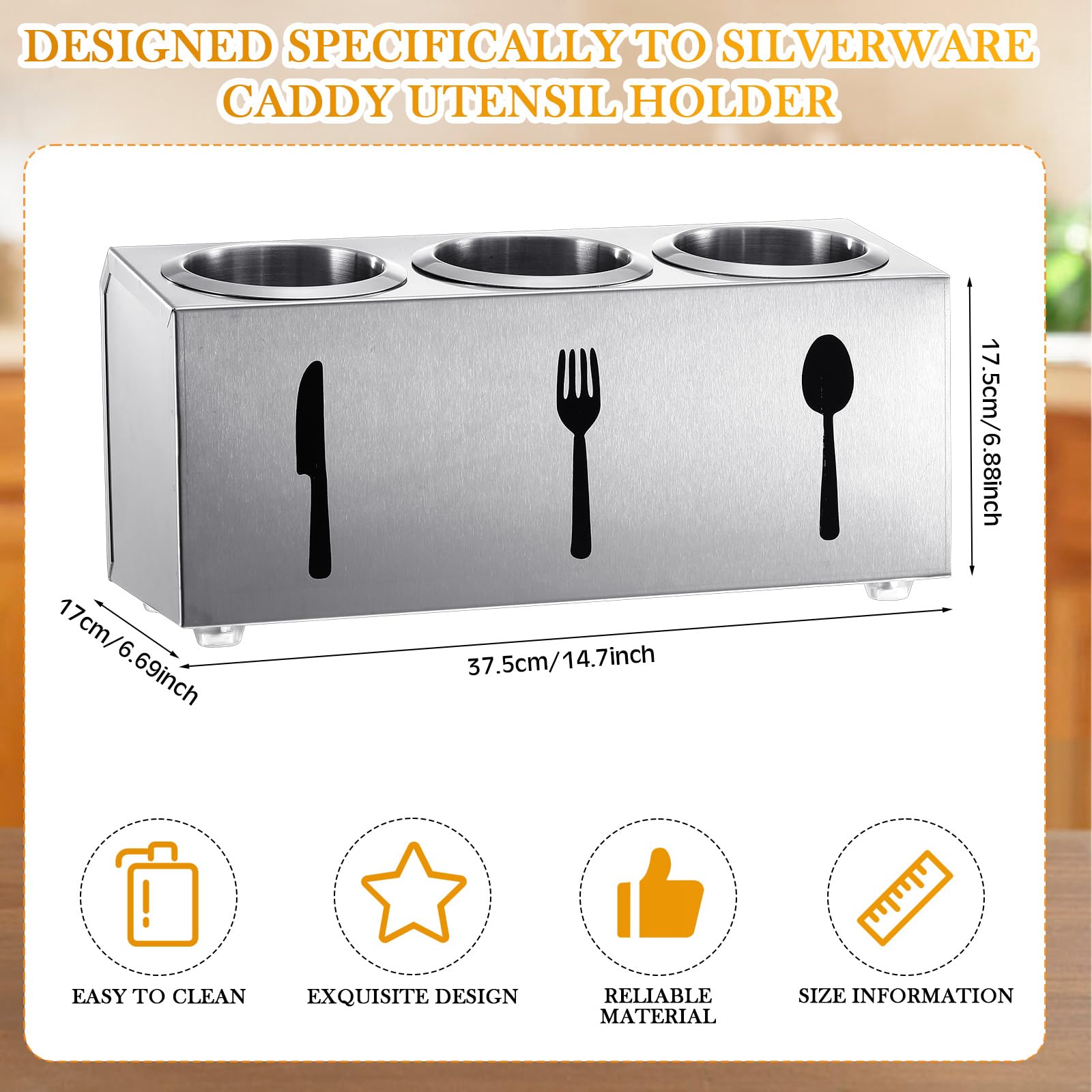 Otoolling Stainless Steel Cylinder Flatware Silverware Utensil Holder Organizer Spoon and Fork Storage Kitchen Tableware Storage for Cabinet Indoor Home Flatware Dining Room, 3 Perforated Cylinders