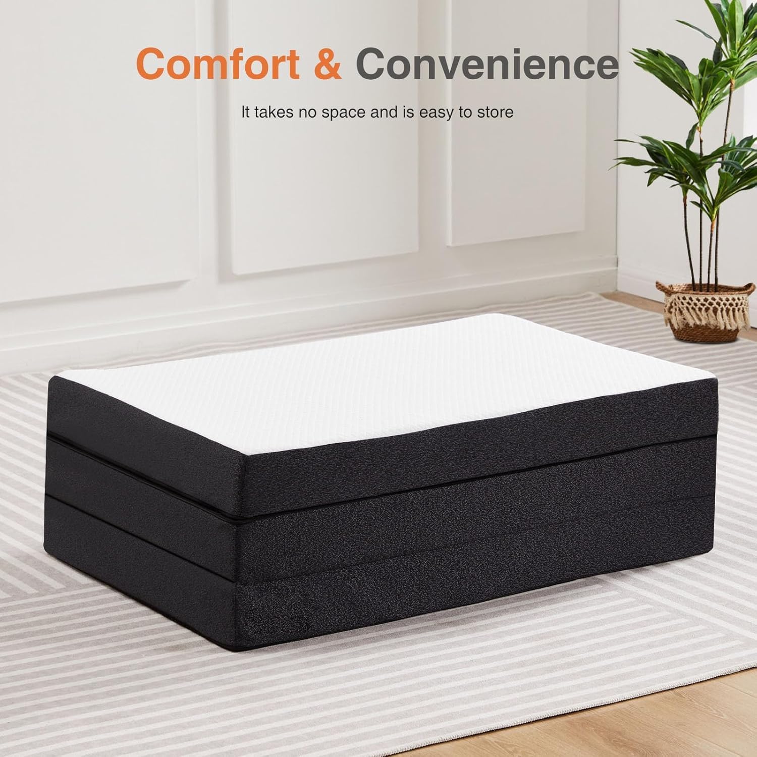 Sweetcrispy Tri-Fold Memory Foam Mattress - 4-Inch Portable Bed Pad for Travel, Camping & Yoga | Washable Cover