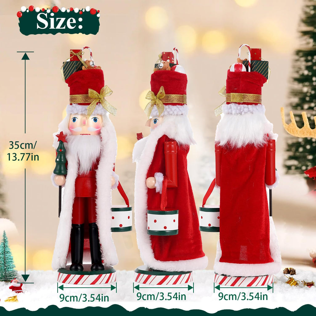 BXO Classic Nutcracker Soldier Decor - Christmas Table Centerpiece, Mantel Decor for Holiday, Traditional Christmas Figurine for Home Festival Decorations (Red & White)