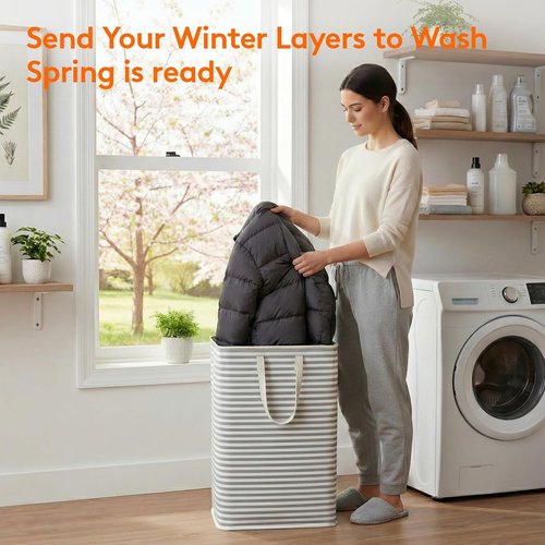 Lifewit Laundry Basket - 80L Collapsible Hamper with Reinforced Handles | Waterproof Grey Design
