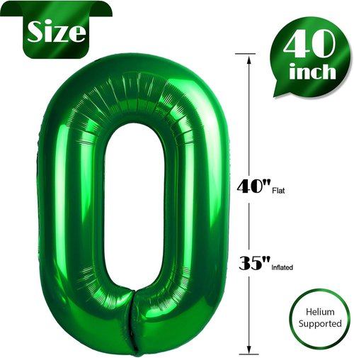 Green Number Balloons by [Brand Name] - 40 Inch 0 Number Balloons for Birthday & St. Patrick's Day Decor
