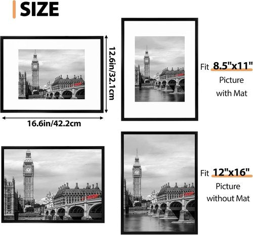 Fixwal Diamond Art Frames - Set of 6 Lightweight 12x16 Picture Frames with Shatter-Resistant Glass | Black