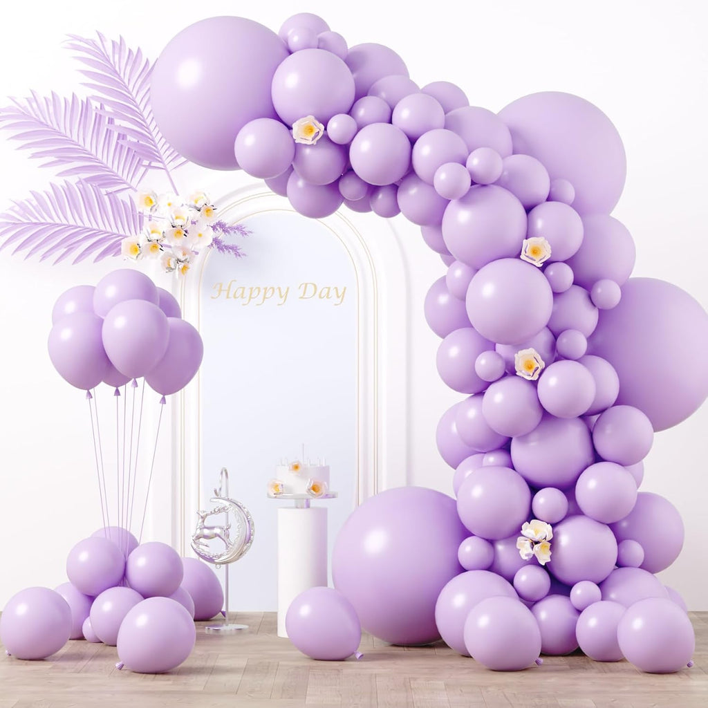 Voircoloria 130pcs Pastel Purple Balloon Garland Kit - Light Purple Latex Balloons for Parties & Events