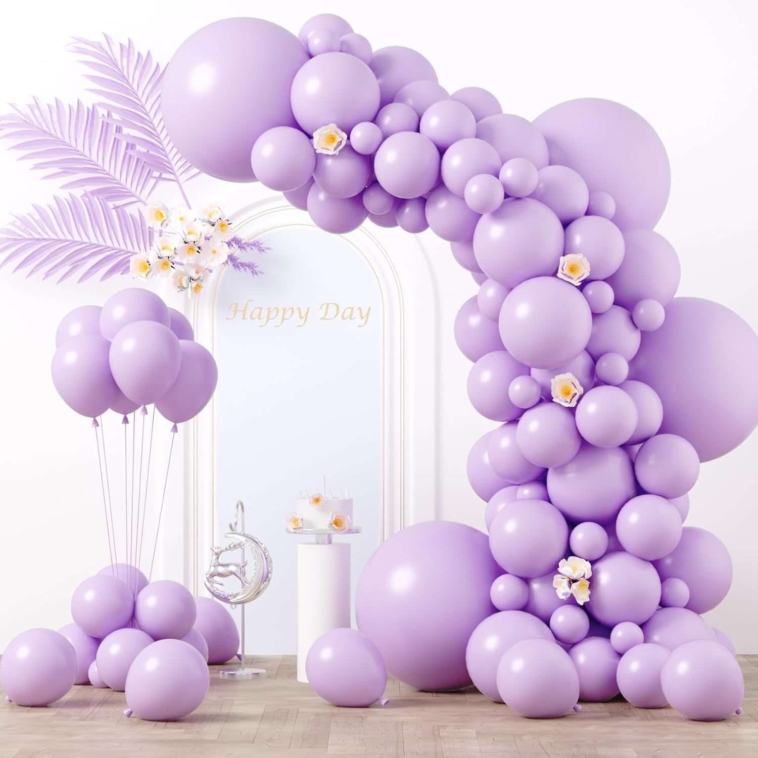 Voircoloria 130pcs Pastel Purple Balloon Garland Kit - Light Purple Latex Balloons for Parties & Events