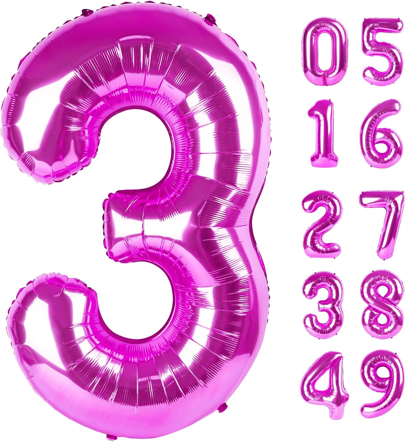 Number 3 Balloon - 40 Inch Rosy Purple Birthday Decoration for Kids & Women’s Parties