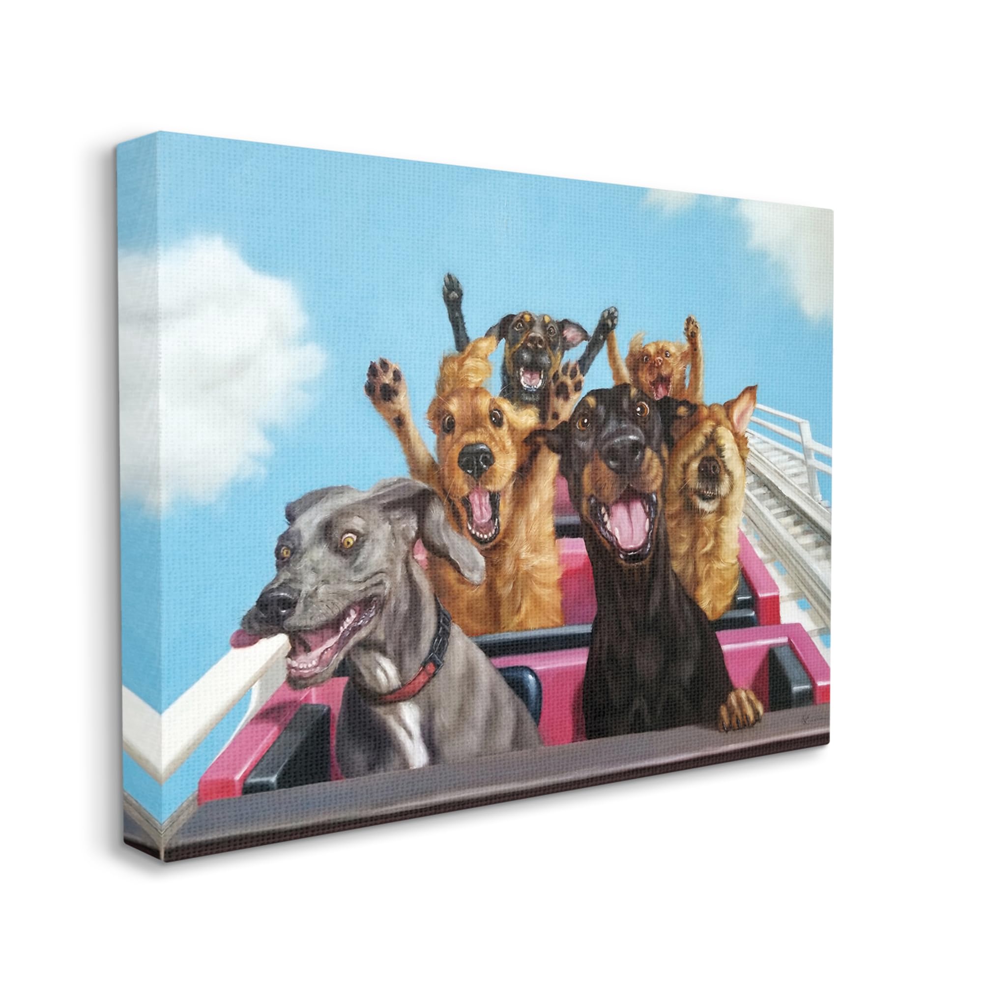 Stupell Industries Dogs Riding Roller Coaster Funny Amusement Park 16x20, Gallery Wrapped Canvas