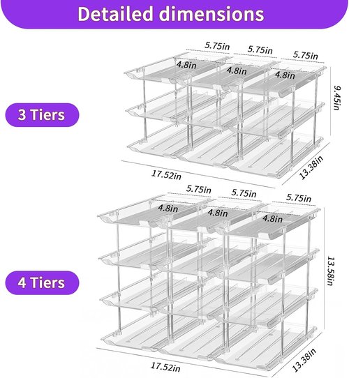 Can Organizer for Pantry by Upgraded - Modular 4-Tier Storage Rack | Holds 48 Cans, Clear Design