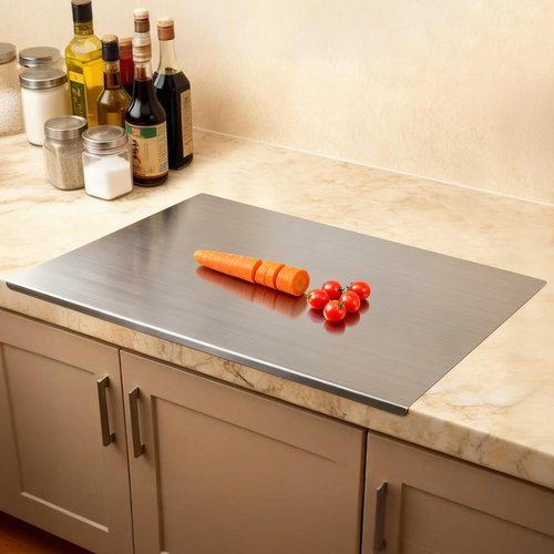 GVUHR 304 Stainless Steel Cutting Board for Kitchen- Large L-Shaped Bread Board,Double-Sided Chopping Board for Baking,Non Adhesive Bread Cutting Board (Large)