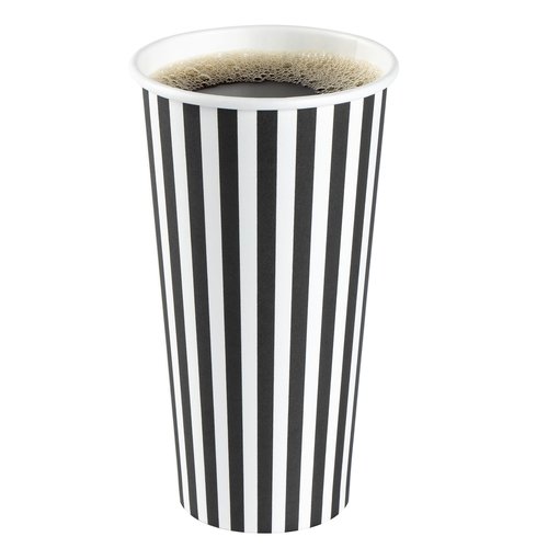 20 Ounce Disposable Coffee Cups With Lids, 400 Hot Cups With Lids - Sleeves Sold Separately, Single Wall, Black And White Stripe Paper Coffee Cups, For All Kinds Of Beverages - Restaurantware