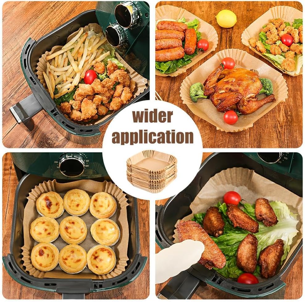 Skiennix 7.5 Inch Air Fryer Parchment Paper Liners - 150 Pcs Non-Stick & Oil-Proof for 2-5 QT Frying, Baking, Roasting