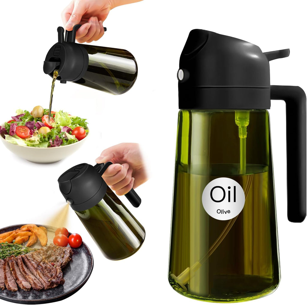 YARRAMATE Dark Green 16oz Oil Sprayer & 300ml Oil Dispenser with Brush - Versatile Kitchen Tools