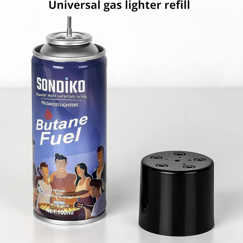 Sondiko Torch Lighter - Refillable Butane Lighter with Adjustable Jet Flame & Metal Shell | Includes Butane Refill Kit