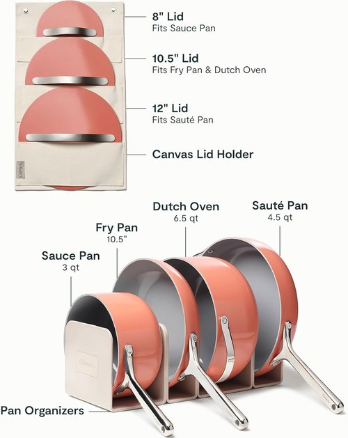 Caraway Non-Stick Ceramic Cookware Set - 12-Piece Pots, Pans & Lids | PFAS & PFOA Free, Oven Safe - Perracotta