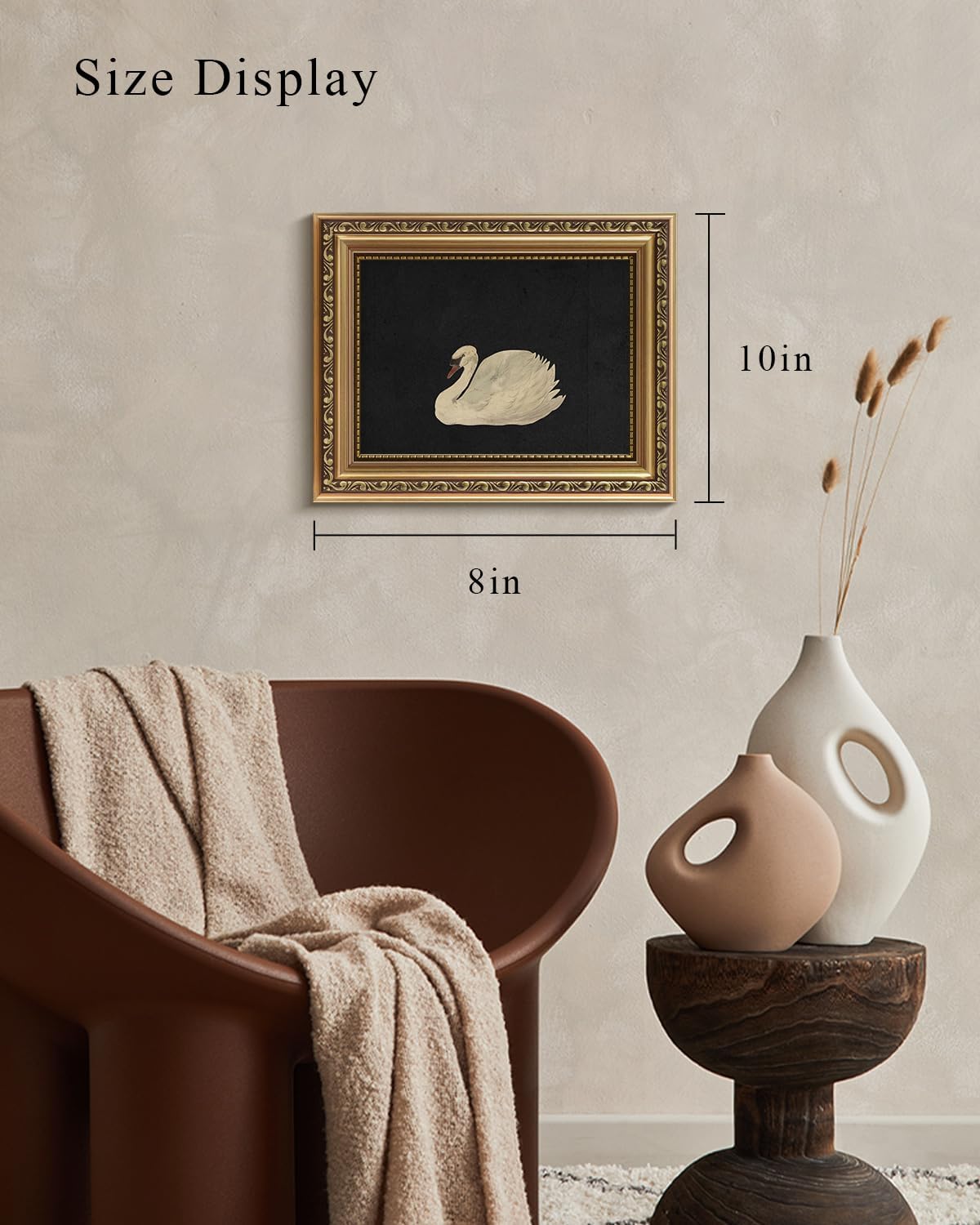 VIYYIEA Gold Framed Wall Art - Grace Swan Canvas Print for Vintage Home Decor | 10L x 8W