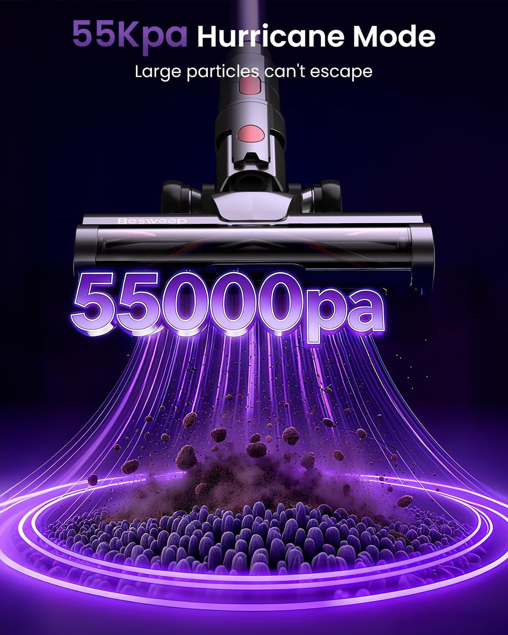Skiennix Cordless Vacuum Cleaner - 55Kpa Suction Power, 70-Minute Runtime, Self-Standing Design | Ideal for Home & Pet Hair