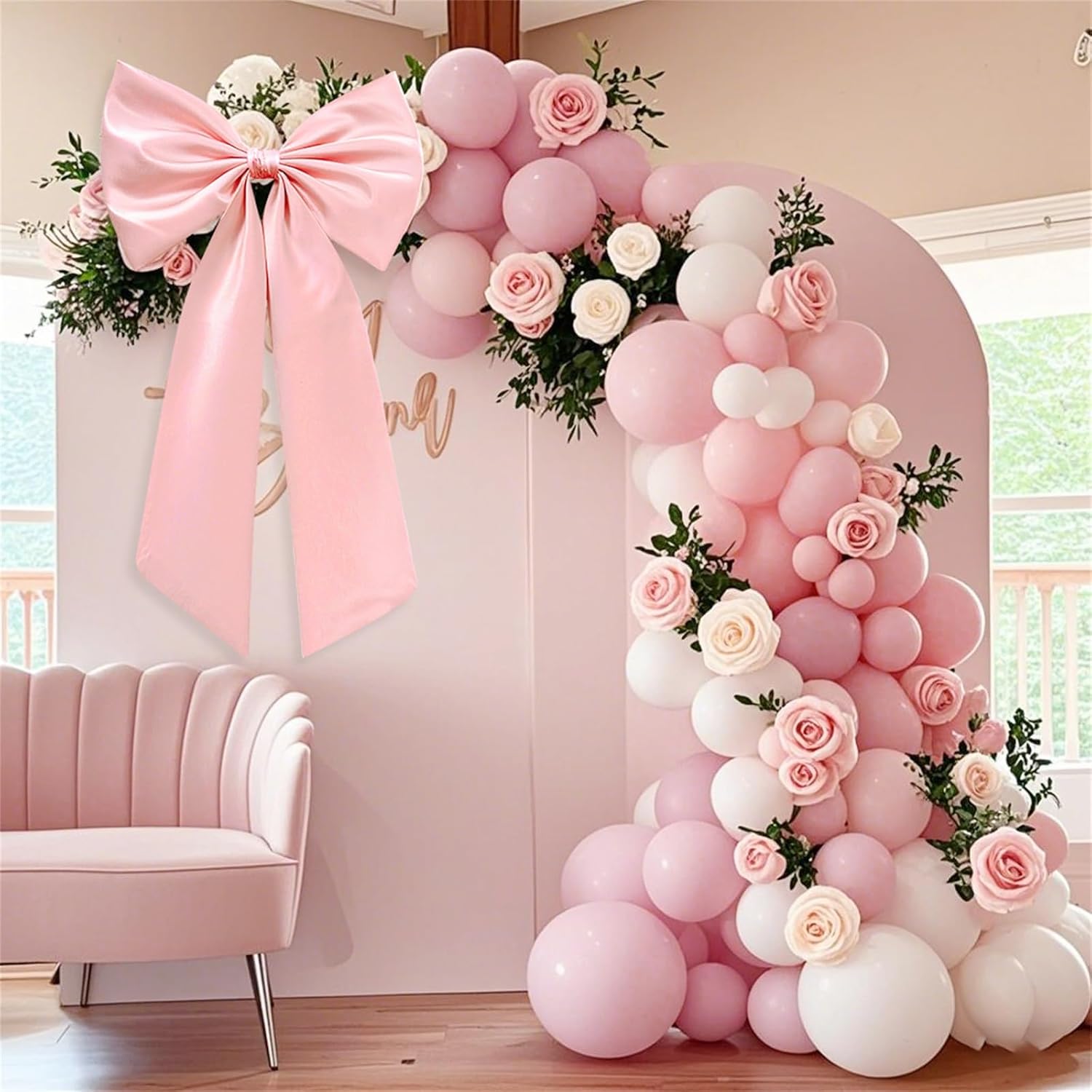 Skiennix Large Pink Bow - Decorative Ribbon for Baby Showers & Weddings | Perfect Wall Hanging Décor