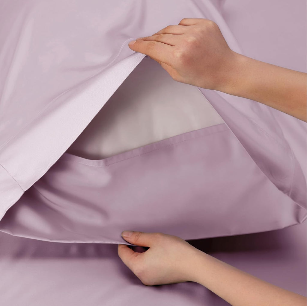 Bedsure Cooling Bed Sheets - Breathable Rayon from Bamboo | Soft Luxury Bedding, Full Size, Lavender