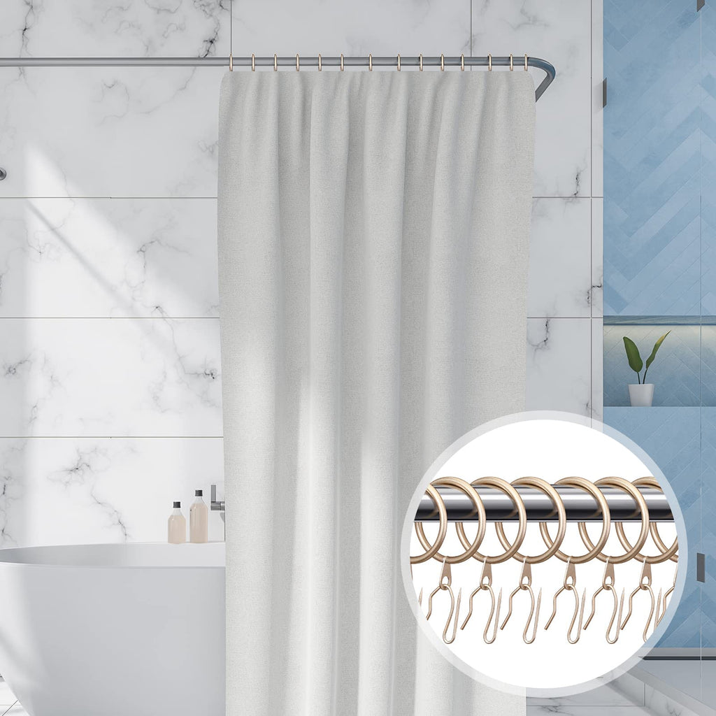 Hotop 30 Pcs Metal Drapery Curtain Rings 0.98/1.26/1.65 inch Interior Diameter and 30 Pcs Hanging Curtain Drapery Pin Hooks for Window Door Shower(Champagne Gold,42mm)