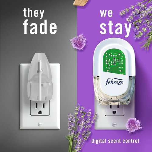 Febreze Odor-Fighting PLUG Air Freshener Refills - Downy April Fresh & Mediterranean Lavender, 4 Pack