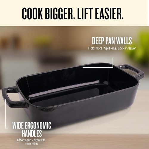 Alva Nori Enameled Cast Iron Roasting Pan - 12x8 Inch, PFAS-Free, Oven & Induction Safe, Easy to Clean