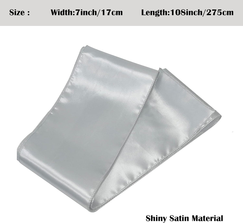 Skiennix Satin Chair Sashes - 50PCS Elegant Ribbon Ties for Wedding & Event Decor | Silver