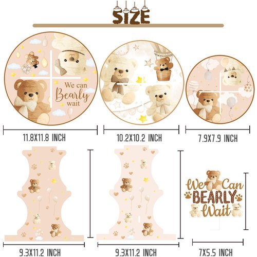 umoni We Can Bearly Wait Cupcake Stand Bear Baby Shower Decorations 3 Tier Bear Theme Cupcake Stand We Can Bearly Wait Baby Shower Decoration Cupcake Holder for Gender Reveal Party Supplies