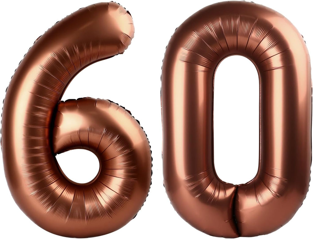 Number 60 Balloon - Dark Brown 40 Inch Birthday Decoration for 60th Celebration | Perfect for Men & Women