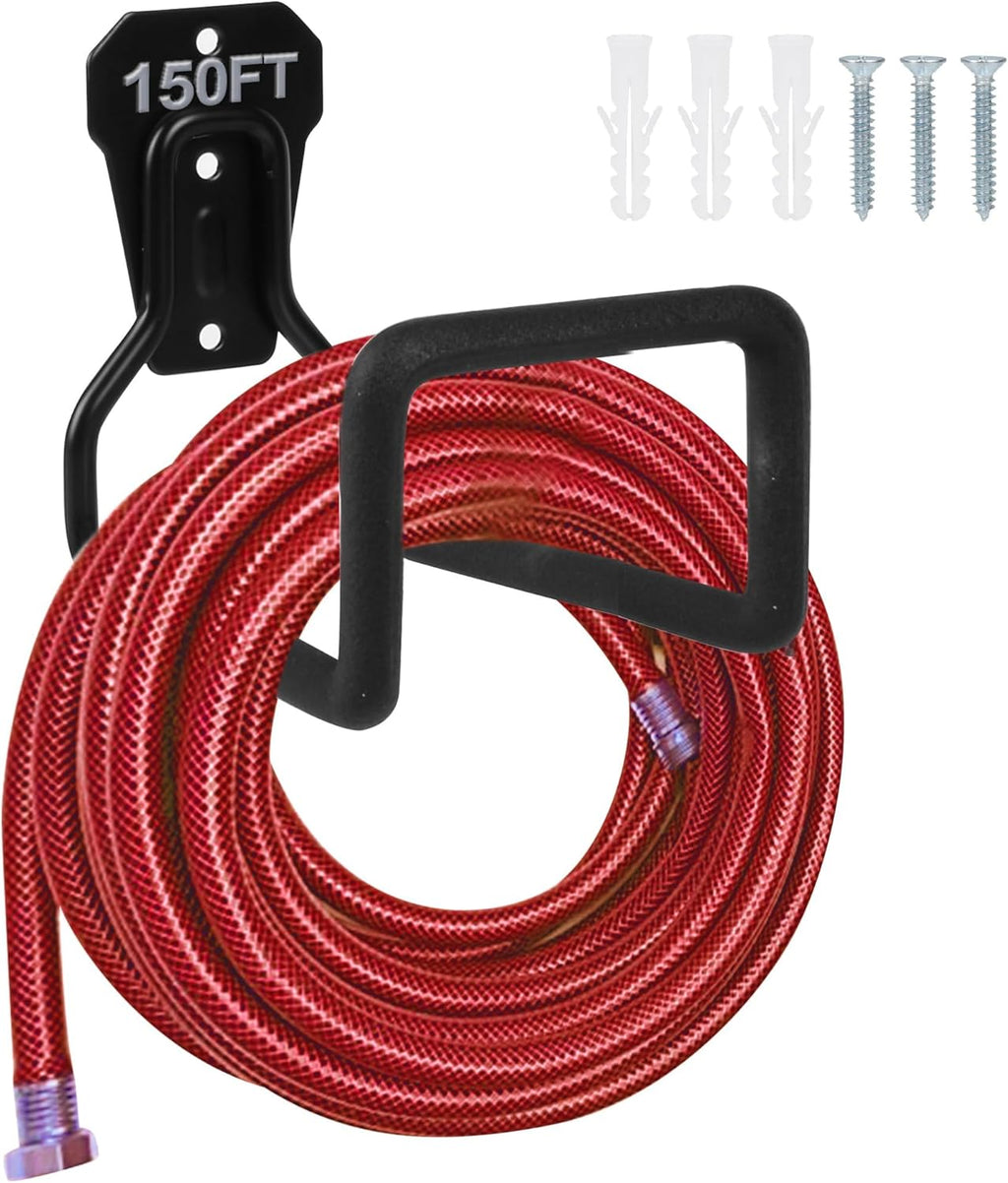 PeoMev Metal Garden Hose Holder - Heavy-Duty Wall-Mounted Hose Hanger for Outdoor Use | Sturdy Hose Reel Hooks