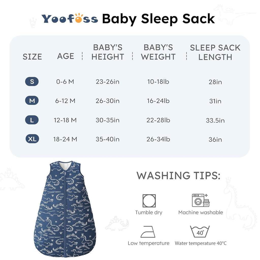 Yoofoss Baby Sleep Sack | 100% Organic Cotton Wearable Blanket for 12-18 Months | TOG 2.5, Warm & Comfy