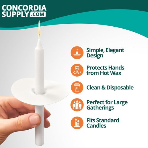 Concordia Supply Candle Drip Protectors - 3” Paper Disc Covers for Taper & Vigil Candles | Box of 250