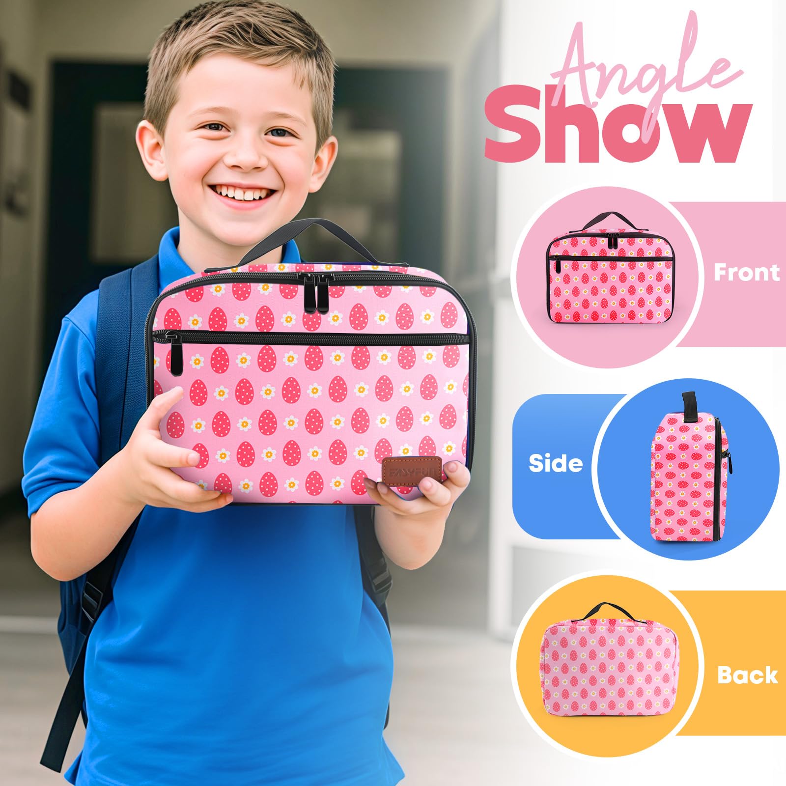 Lunch Box Kids, Insulated Lunch Bag for Women Men, Cooler Reusable Cute Lunch Containers for Boy & Girls, Adults Leak Proof Large Lunch Tote Bags for School, Work, Travel, Picnic Outdoor and Beach