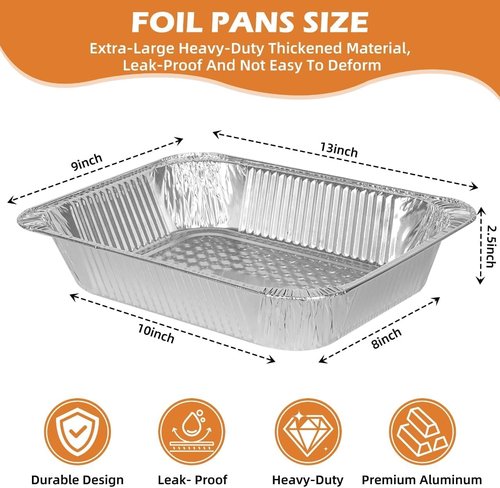 Findful Aluminum Pans - Heavy-Duty 9x13 Foil Pans (30 Pack) for Cooking, Baking & Storing Food - Leak-Proof & Oven-Safe