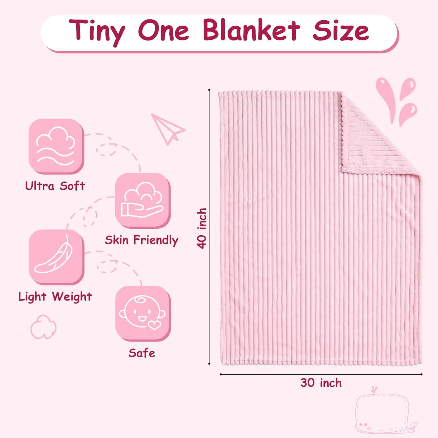 Skiennix Soft Fleece Baby Blanket - Ultra Cozy Lightweight Pink Blanket for Newborns | 30x40 Inch