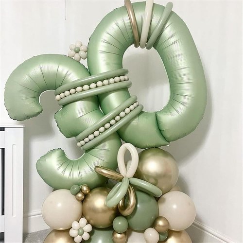 Helium Foil Number 5 Balloon by [Brand Name] - 40" Sage Green Giant Balloon for Birthday & Anniversary Celebrations