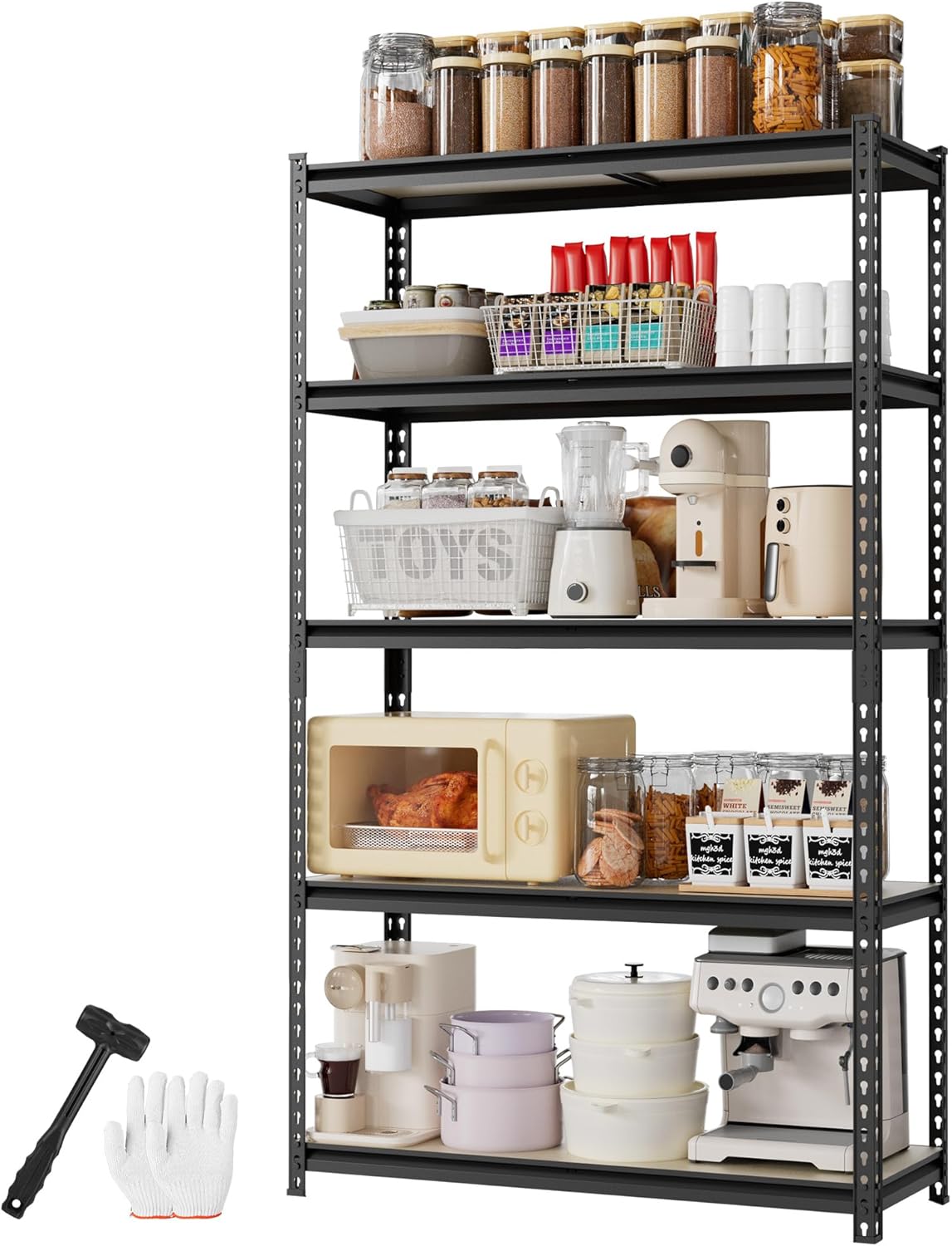 WORKPRO 5-Tier Storage Shelf - Heavy Duty Adjustable Garage Shelving Unit | 72" H, 2180LBS Capacity, Black