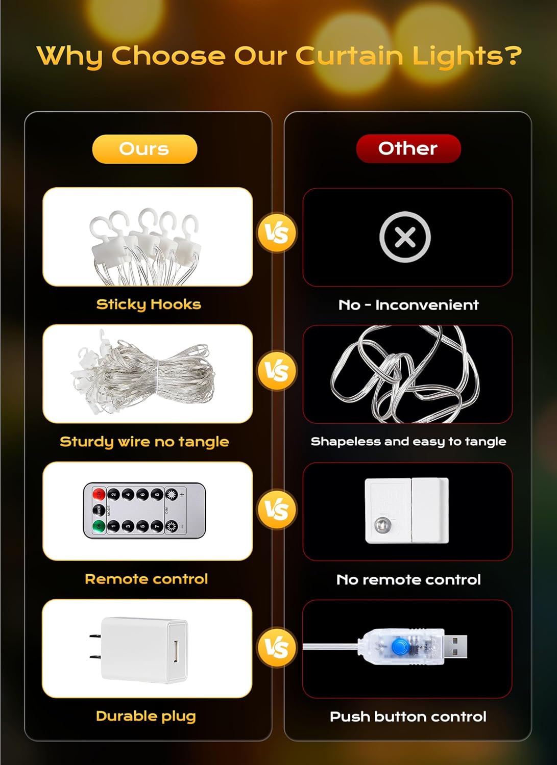 Brightown Curtain String Lights - Waterproof Fairy Lights with Remote | 300 LEDs, 8 Modes for Weddings & Parties