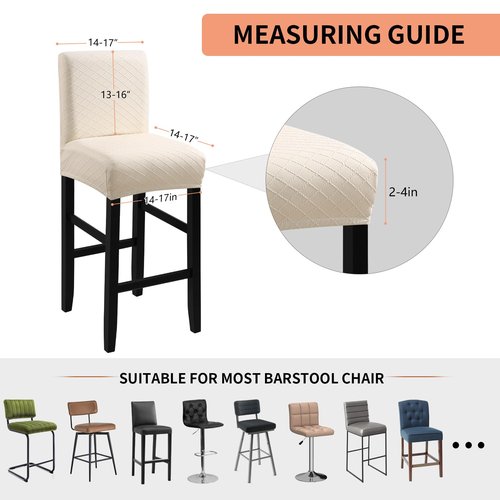 Fuloon Waterproof Bar Stool Covers 4 PCS, Stretch Chair Slipcover for Pub Tall Chair with Backs Counter Barstool Cover Removable Washable (Beige)