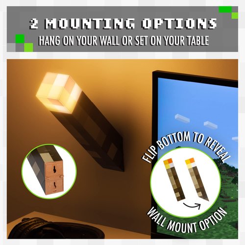Minecraft Torch Light - Official Merchandise - 2 Light Modes, 2 Modes of Use, Battery Powered, Gift for Gamers