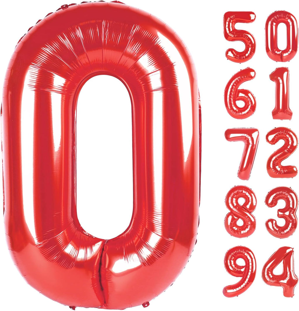 Red Number Balloon - 40 Inch 0 Balloon for Birthday Decorations | Perfect for Red Party Supplies