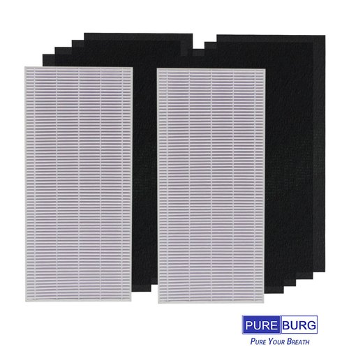 PUREBURG YY200 Replacement Filter Compatible with Lasko LP200 Air Purifier,2-Pack H13 HEPA + 8 x Activated Carbon Pre-Filters Air Clean Dust VOCs Odor