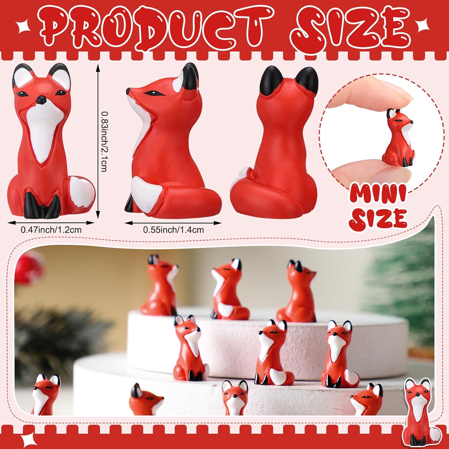 Wesiti Mini Resin Fox Figures - 50 Cute Woodland Animal Statues for Home Decor & Crafts