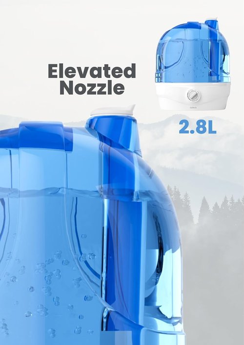 AZEUS Ultrasonic Cool Mist Humidifier - 2.8L Capacity for Bedroom & Nursery | Quiet, BPA-Free, 30-Hour Run Time
