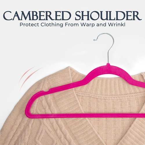 HOUSE DAY Velvet Hangers - 60 Pack Rosy Red Non-Slip Heavy Duty Suit Hangers | Space-Saving Design with 360° Rotating Hook